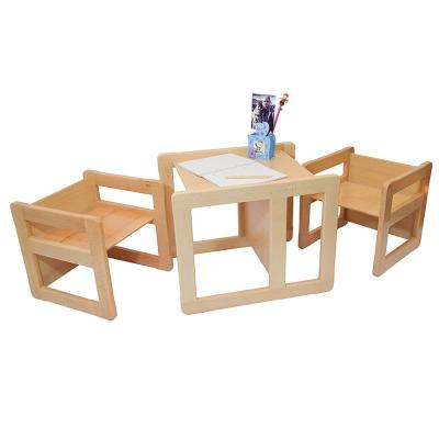 China Contemporary 3 in 1 Multifunctional Children's Furniture Set of 3, Two Small Chairs or Tables and One Large Bamboo Chair or Table Wood for sale