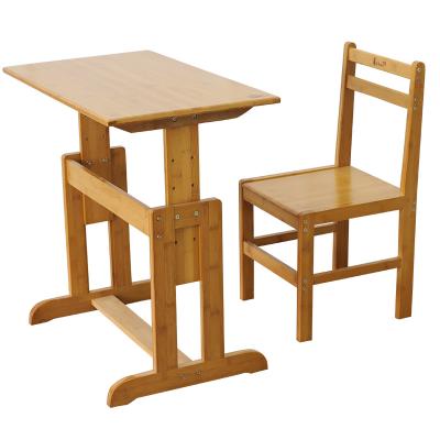 China Adjustable Natural Bamboo Wood Children's Table (Height) Table Office Suit Height Adjustable Desk and Chair Set Student for sale