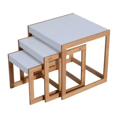 China Coffee Table 3 Pcs Bamboo Nesting Table Set Sofa Side Side Table for sale