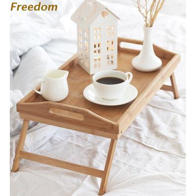 China Movable (height) solid wood thickened table folding laptop table adjustable bamboo table desk bed table for sale