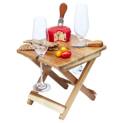 China Modern Portable Collapsible Bamboo Foldable Picnic Table Cheese Board and Wine Board Set for sale