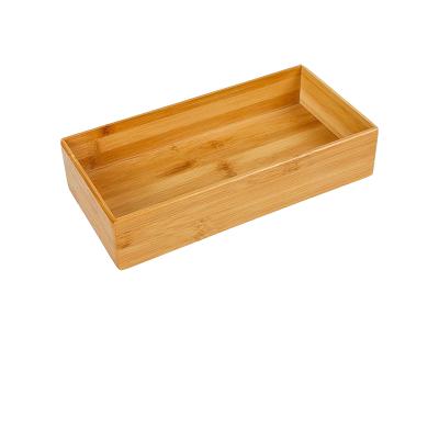 China Sustainable Drawer Organizer Storage Box Bathroom Living Room Kitchen Bamboo for sale