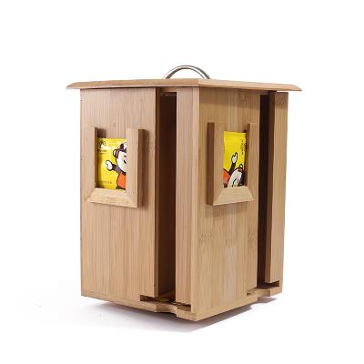 China Hot Selling Tea Rack Organizer Bamboo Rotating Tea Storage Box Wood Viable 4 Compartments Storage Boxes for sale