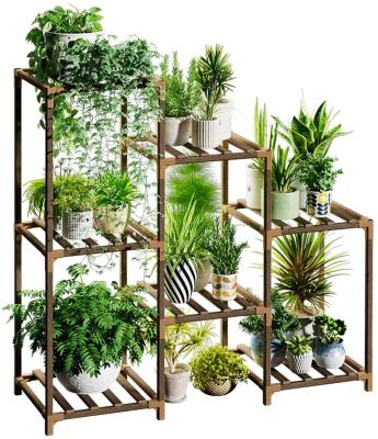 China Plant Viable Racks For Indoor Wooden Flower Shelf 3 Tire Plant Stand Outdoor Tiered Table For Window Garden Balcony Living Room for sale