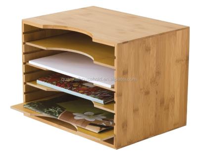 China Eco-Friendly Natural Bamboo File Organizer With Adjustable Dividers for sale