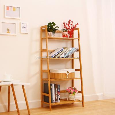 China Eco-friendly 4 Tier Expandable Storage Rack Book Shelving Multifunctional Bamboo Bookcase for sale