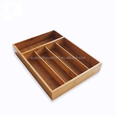 China 100% Sustainable Bamboo Cutlery-Knives-Tools Tray 5-Compartment Drawer Organizer for sale