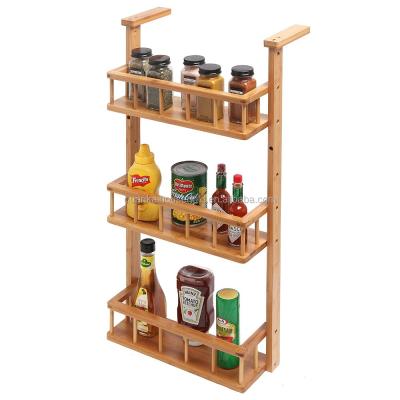 China Sustainable Bamboo Wall Mounted Storage Shelves , Kitchen Spice Rack for sale