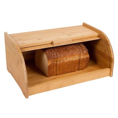 China Sustainable Bamboo Rolltop Bread Box Kitchen Storage Box for sale