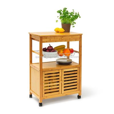 China Morden Fancy Kitchen Island Cart With Drawer Bamboo Kitchen Wheeled Cart for sale