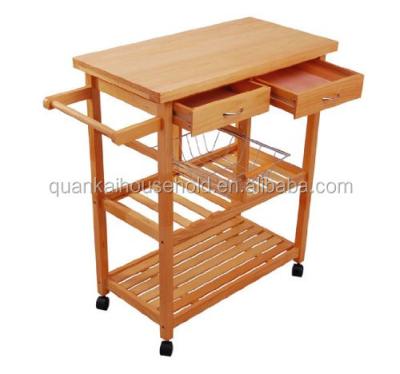 China Morden Fancy Bamboo Wooden Kitchen Trolley Kitchen Cart Storage Drawers Buries Storage Shelf Drawers Basket Diner for sale