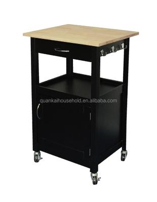 China Sustainable Kitchen Cart Natural Butcher Block Bamboo Top With Black Base for sale