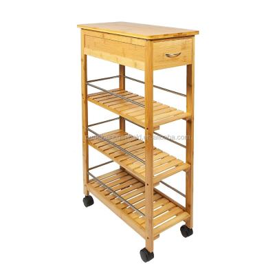 China Sustainable Bamboo Kitchen Cart With Storage for sale