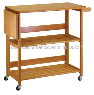 China Sustainable Bamboo Wooden Foldable Kitchen Cart for sale