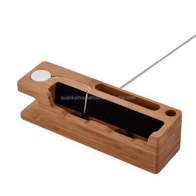 China BAMBOO Bamboo Charging Station For All Smartphones Support Apple Watch Series for sale