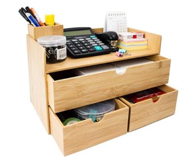 China Storage Desk Bamboo Organizer with 3 Drawer Mail Desk Rack for sale