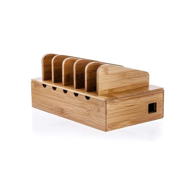 China PORTABLE Bamboo Charging Station Stand For Smartphones Cell Phone Wood Stand for sale