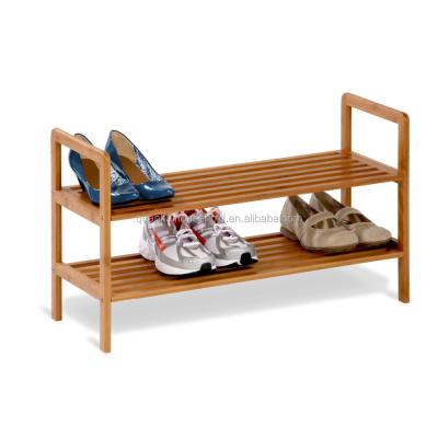 China (Other) 100% Adjustable Natural Bamboo 2-Tier Bamboo Shoe Shelf for sale