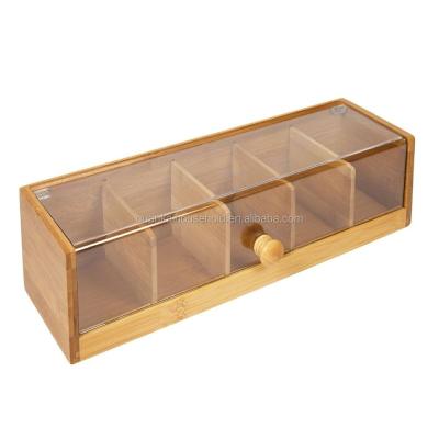 China Viable bamboo organizer and bamboo and acrylic tea box tea bag storage for sale