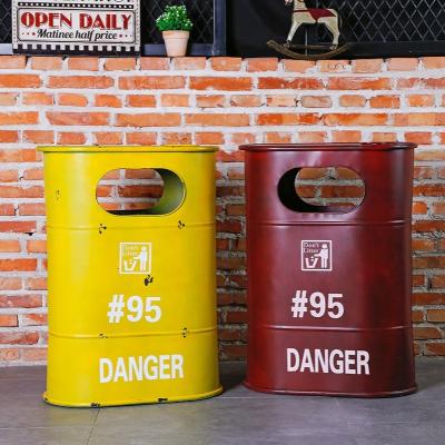 China Viable Attic Style Trash Can Decorations Living Room Industrial Iron Trash Can for sale