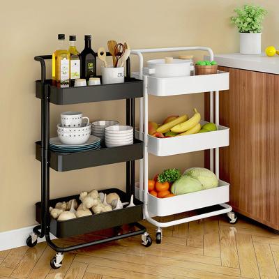 China Fashion Trolley Rack Kitchen Floor To Floor Bedroom Living Room Belt Multi-Layer Wheel Baby Products Mobile Storage for sale