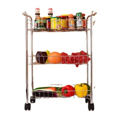 China Three-Layer Kitchen Firm Multifunctional Rack, Living Room Folder, Bathroom Debris Cart Storage Rack for sale