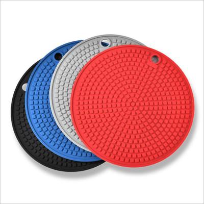 China Kitchen Viable Utensil Heat Resistant Dish Drying Mat Silicone Pot Holder Round Shape Non-slip Tripod Insulation Coaster for sale