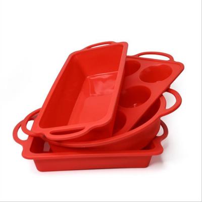 China Viable Square Cake Bakeware Oven Pan Silicone Cake Tray Form Silicone Toast Mold Bread Cake Mold Microwave Cloth for sale