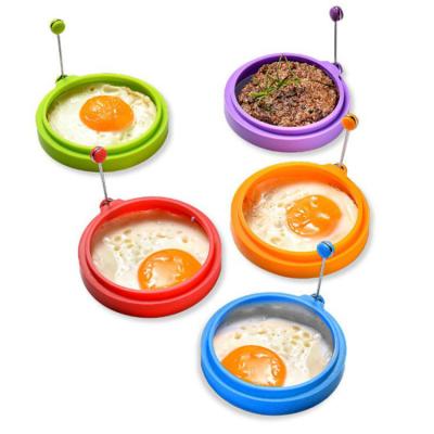 China Round Shape Silicone Omelet Mold Maker Viable Heat Resistant Non Stick Pancake Ring Mold Silicone Fried Egg for sale