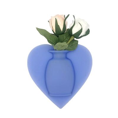 China Modern Creative Suction Vase Wall Sticky Silicone Flower Plant Bottle Vase Refrigerator Stick Instruments Bonsai Gardening Plants for sale