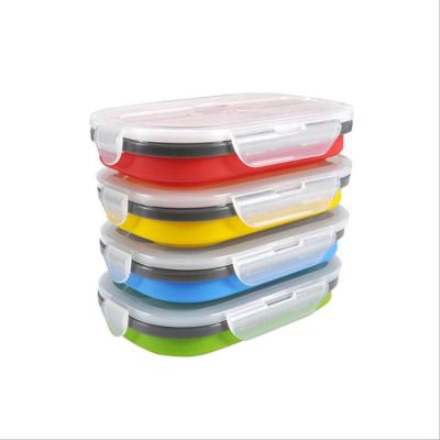 China Wholesale Creative Microwavable Silicone Storage Container Retractable Collapsible Bowl With Fork Collapsible Bento Box Cool-storage Box for sale