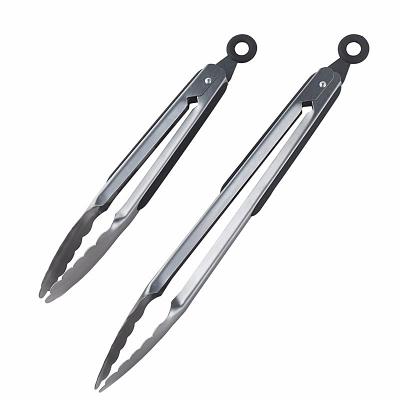 China Sustainable Heat Resistant BBQ BBQ Locking Non-Slip Stainless Steel Food Tongs Kitchen Grill Tongs for sale