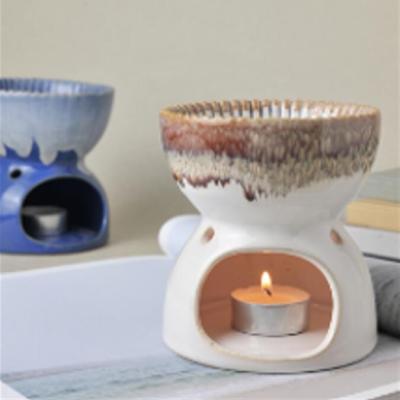 China Ceramic White Ceramic House Oil Burner Company High Grade Home Decoration Scented Candle Warmer Color Glazed Ceramic White for sale