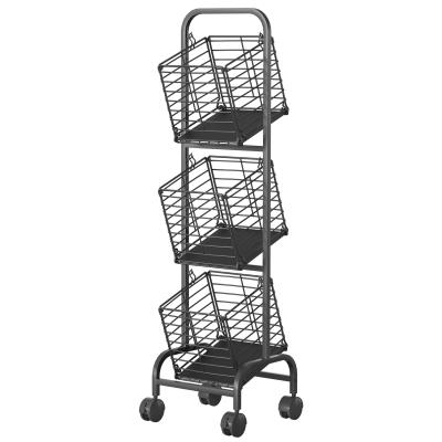 China Hot Selling Contemporary 3-Tier Storage Rolling Utility Cart Mobile Iron For Home Organizing Space Storage Racks And Racks for sale