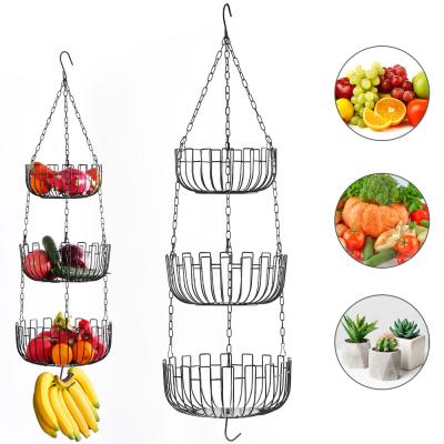 China Kichen storage racks and minimalist multifunctional racks, home supplies hanging household storage shelf metal fruit basket rack for sale