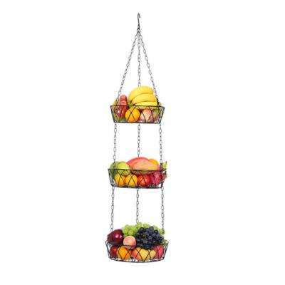 China Kichen storage racks and minimalist multifunctional racks, home supplies hanging household storage shelf metal fruit basket rack for sale