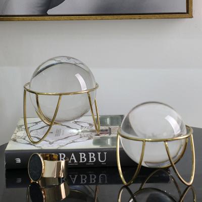 China Modern Clear Luxury Crystal Ball Glass Sphere Decor For Home Decoration Crystal Ball With Metal Stand for sale