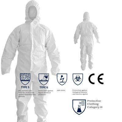 China ISO 22610 EN ISO 22611 EN ISO 22612 Test Report Microporous Type 4 Factory Disposable Coverall 5 6 Protective Coverall for sale