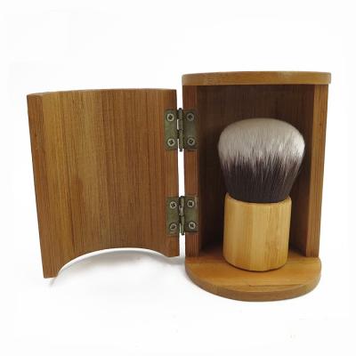 China Bamboo face makeup kabuki brush with holder, makeup kabuki brush, bamboo handle kabuki brushes for sale