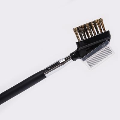 China Cosmetic Eyebrow Metal Tooth Brow Brush Boar Hair Eyebrow Brush Eyelash Comb for sale