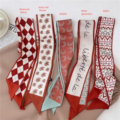 China Twillies Handbag Everyday Life Twill Bag Scarf Women Silky Edge Skinny Lightweight Silk Scarves Narrow For Handbag for sale