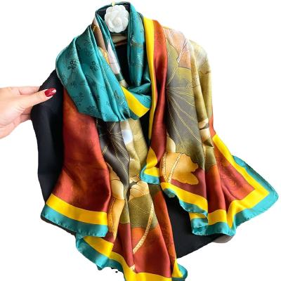 China High Quality Long Polyester Custom Design Logo 100% Silk Scarves Luxury Silk Scarf For Women Lady Custom for sale