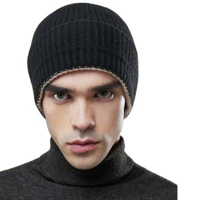 China COMMON Winter Men Wholesale 100% Merino Wool Knitted Custom Logo Classic Warm Soft Knit Beanie Hats Skully Style Beanies for sale