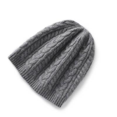 China Lady COMMON Pure Cashmere Wool Winter Knit Beanie Hats Winter Warm Knitted Beanie Custom Skull Hat Style for sale