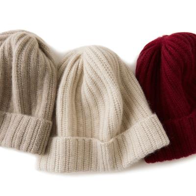 China JOINT Custom Knit Wool Women Hats 100%Cashmere Leisure Knitted Hat Winter Thicken Warm Knitted Skull Beanie Hat for sale