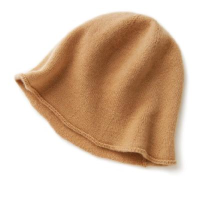 China JOINT Custom Hat Women Winter Simple Color Knitted Bucket Hats 100% Cashmere Knit Fisherman Bucket Hat for sale