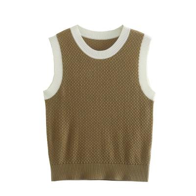 China Top Anti-pilling Winter Crew Neck Vest Fashionable Sleeveless Sweater Ladies Knit Vest Sweater Sweater Knitwear Woman Vest Sweaters for sale