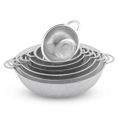 China Stainless Steel Sustainable Basket Amazon Factory Flat Strainer With Two Handles Kitchen Colander for sale