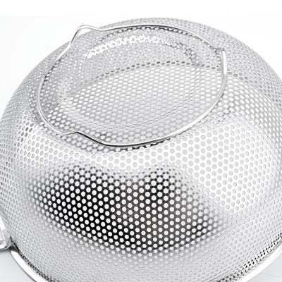 China Durable Hot Selling Stainless Steel Punch Colander with Handle for Cooking Boiled Vegetables and Meat in the Kitchen for sale