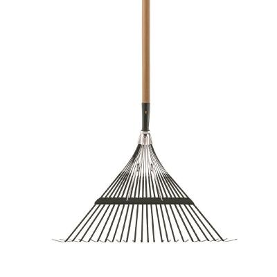 China Flat Product Multiple High Carbon Steel Spring Tooth Spring Rake Tines Handle Leaf Durable Gardening Wood Rake for sale